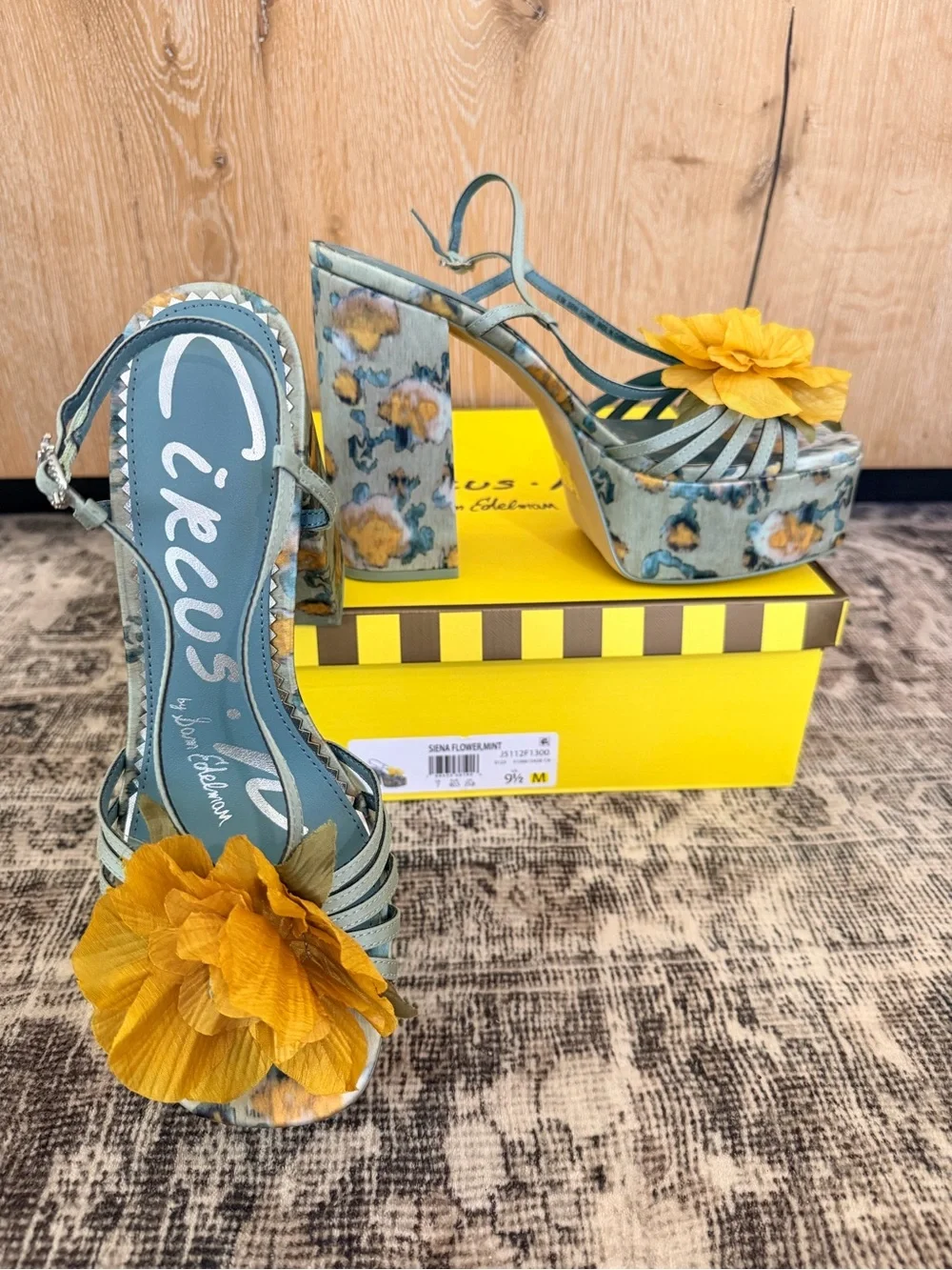 Sienna Flower Circus by Sam Edelman Cool Mint, Yellow Floral Platform Sandals
